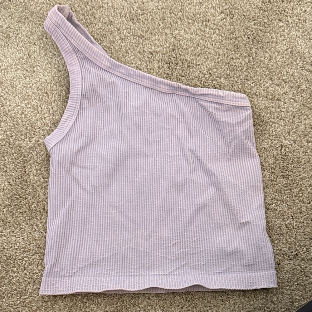 Nikibiki One-Shoulder Lavender Ribbed Crop Top